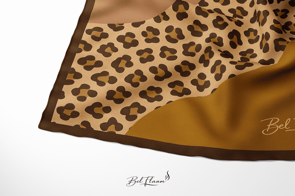 🧕🏾 Foulard Bel Flanm – Nude Léopard 60×60 cm