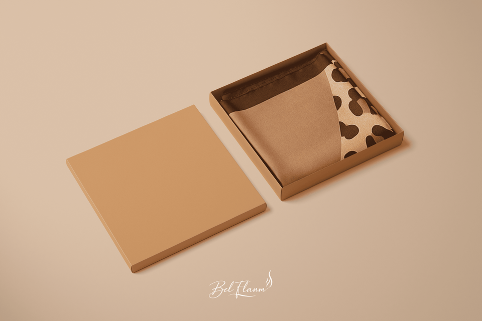 🧕🏾 Foulard Bel Flanm – Nude Léopard 60×60 cm