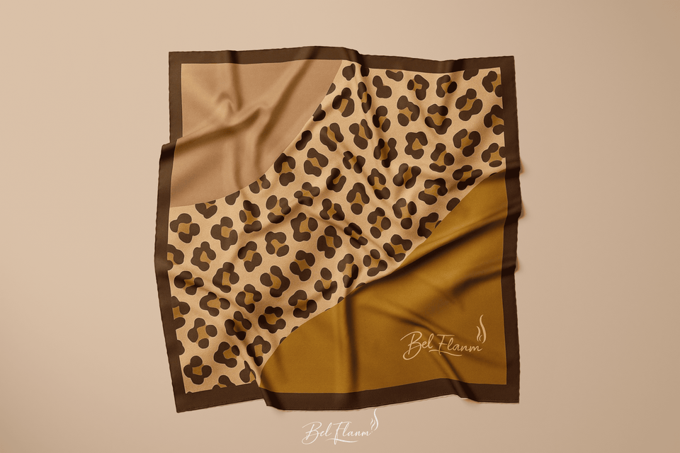 🧕🏾 Foulard Bel Flanm – Nude Léopard 60×60 cm