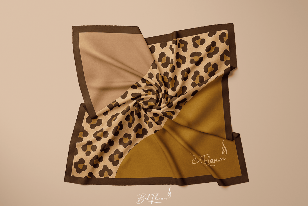 🧕🏾 Foulard Bel Flanm – Nude Léopard 60×60 cm